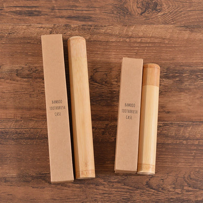 Zero Waste: Eco-friendly Natural Bamboo Toothbrush Case - Tube 8.3 Inch for Adult - Case Hand Made