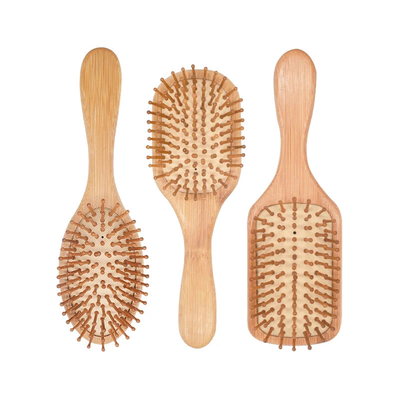 Zero Waste: Unisex 1PC Bamboo Wood Brush - Professional Paddle Cushion Hairbrush for Healthy Scalp & Hair Care Massage