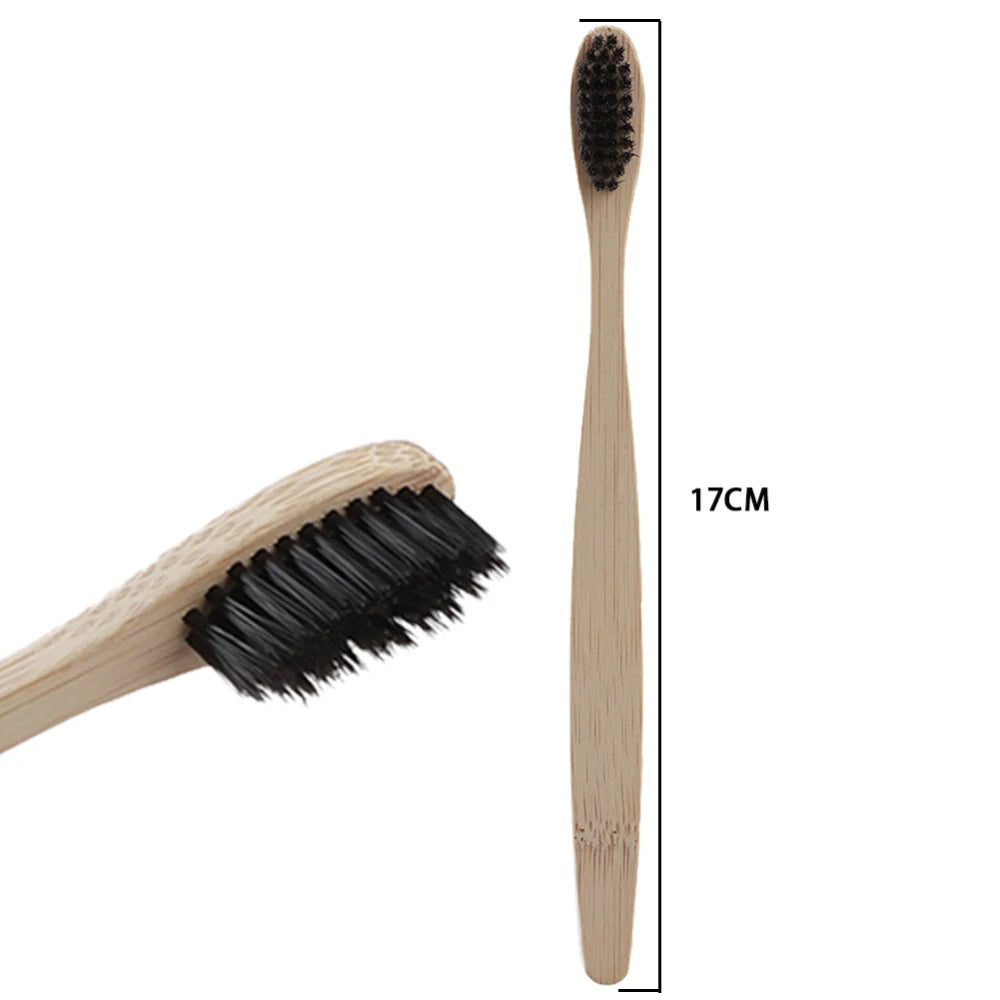 Zero Waste: 10pcs/Set Natural Bamboo Eco-Friendly Toothbrush - Soft-bristle Charcoal Square Wooden Handle Toothbrushes Dental Care Tools