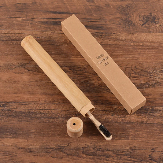 Zero Waste: Eco-friendly Natural Bamboo Toothbrush Case - Tube 8.3 Inch for Adult - Case Hand Made