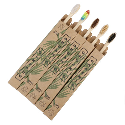 Zero Waste: 10pcs/Set Natural Bamboo Eco-Friendly Toothbrush - Soft-bristle Charcoal Square Wooden Handle Toothbrushes Dental Care Tools