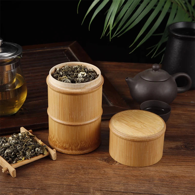 Zero Waste: Eco-friendly Natural Bamboo Food Storage Box - Canister Tea, Nuts, Spices, etc. Kitchen Containers