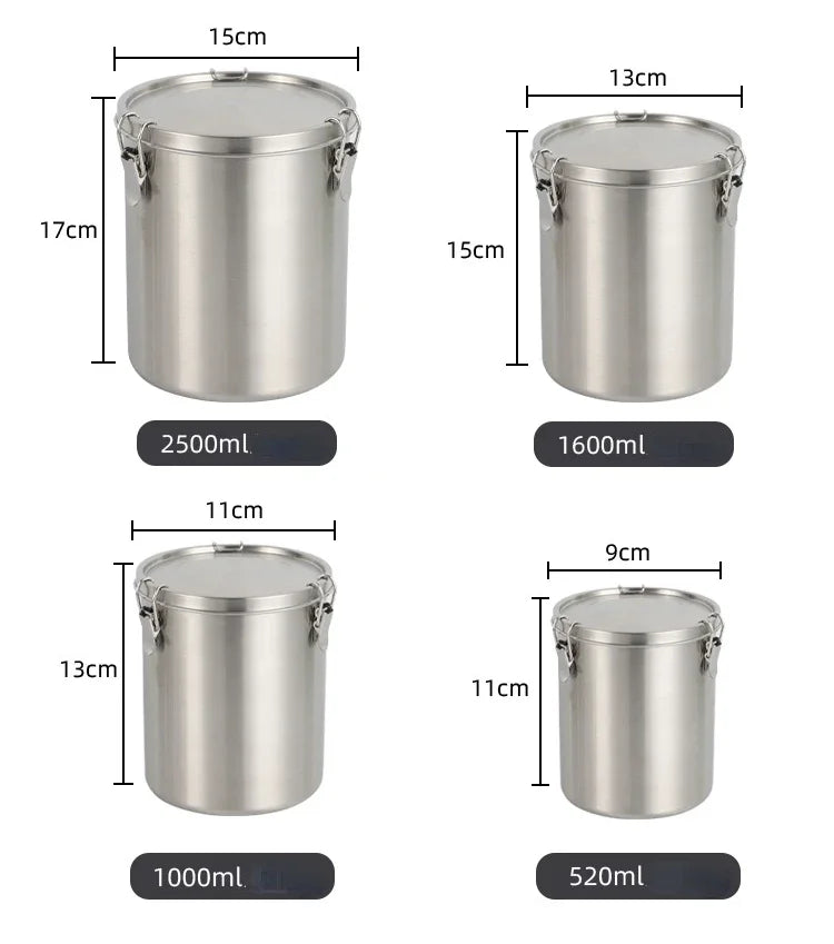 Zero Waste: Stainless Steel Containers for Food - Sealed Container Coffee Beans Storage Airtight - Tea Hermetic Pots Whole Grains Hermetic Seal