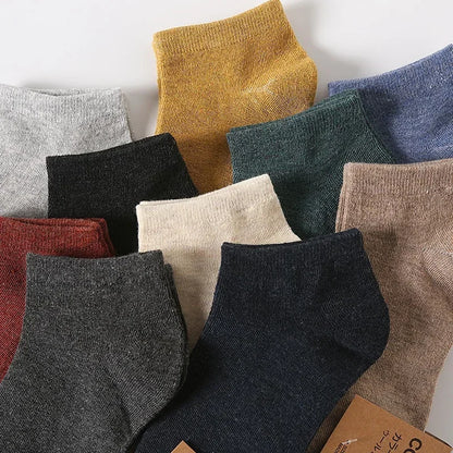 Men's: 10 Pairs- Cotton Socks- Ankle Sock - Solid Color Breathable