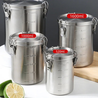 Zero Waste: Stainless Steel Containers for Food - Sealed Container Coffee Beans Storage Airtight - Tea Hermetic Pots Whole Grains Hermetic Seal