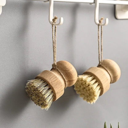 Zero Waste: Natural dish cleaning brush wooden handle with Natural Sisal Coconut Kitchen cleaning