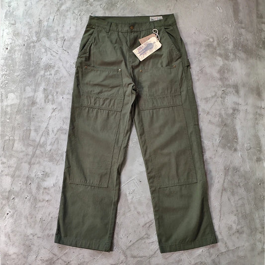 Men's: American Vintage Style Workwear Pants - 100% Cotton -Loose Straight Trousers Multi Pockets Cargo