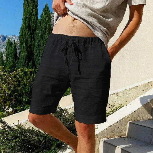 Men's: Cotton Linen Breathable Shorts - Hawaii Beach Pants in Solid Colors Loose Versatile Streetwear