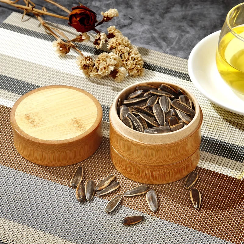 Zero Waste: Eco-friendly Natural Bamboo Food Storage Box - Canister Tea, Nuts, Spices, etc. Kitchen Containers