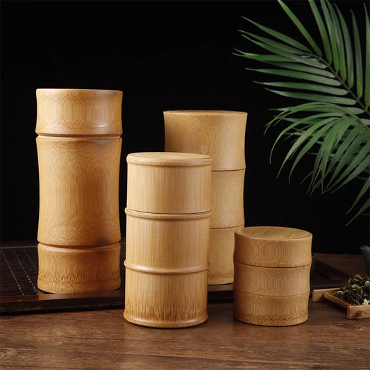 Zero Waste: Eco-friendly Natural Bamboo Food Storage Box - Canister Tea, Nuts, Spices, etc. Kitchen Containers