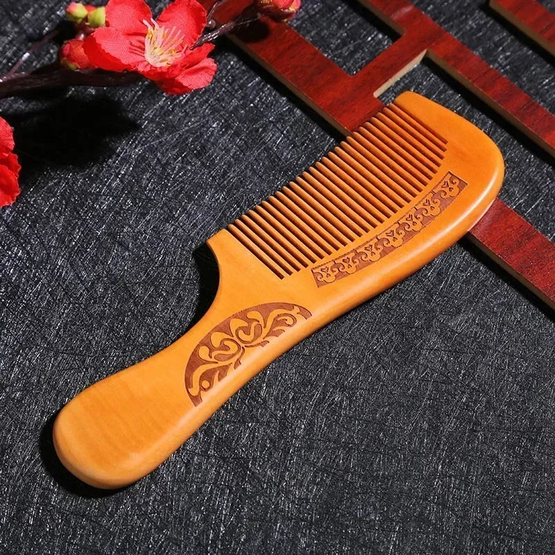 Zero Waste: Natural Peach Wood Hair Comb Close Teeth Anti-static Head Massage Hair Care