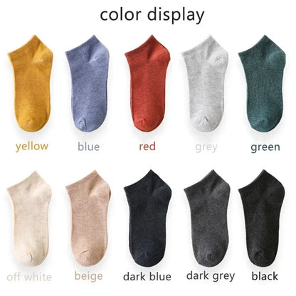 Men's: 10 Pairs- Cotton Socks- Ankle Sock - Solid Color Breathable