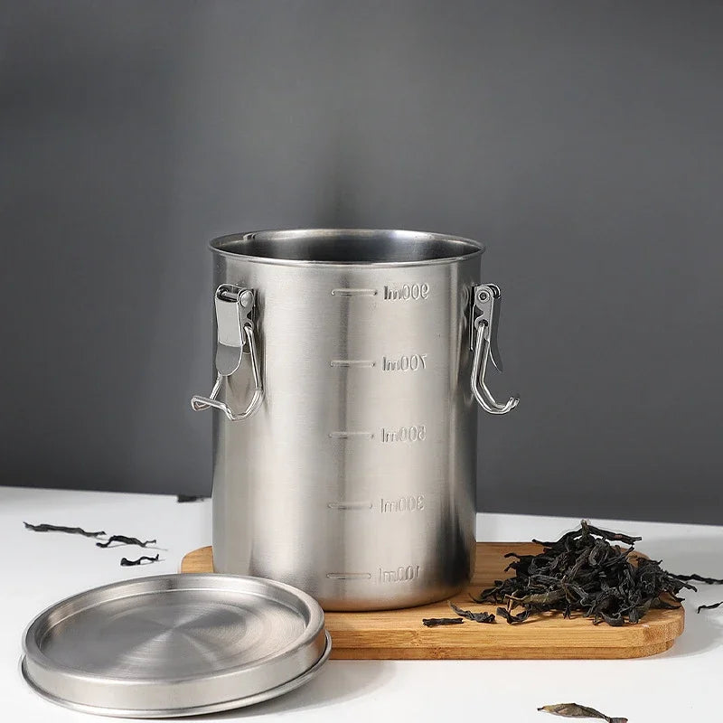 Zero Waste: Stainless Steel Containers for Food - Sealed Container Coffee Beans Storage Airtight - Tea Hermetic Pots Whole Grains Hermetic Seal