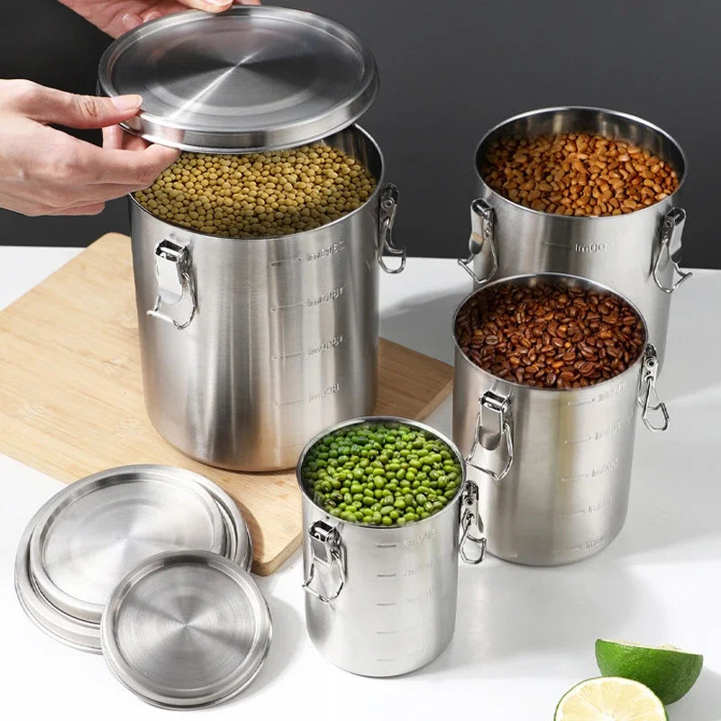 Zero Waste: Stainless Steel Containers for Food - Sealed Container Coffee Beans Storage Airtight - Tea Hermetic Pots Whole Grains Hermetic Seal