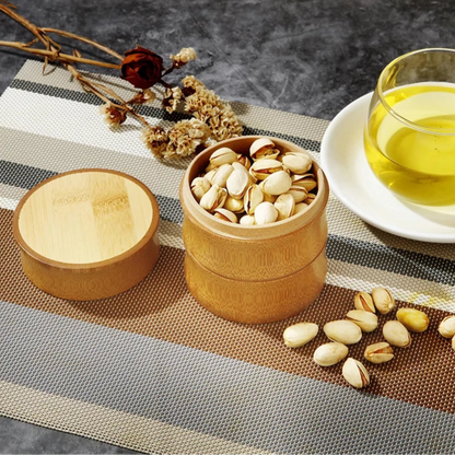 Zero Waste: Eco-friendly Natural Bamboo Food Storage Box - Canister Tea, Nuts, Spices, etc. Kitchen Containers