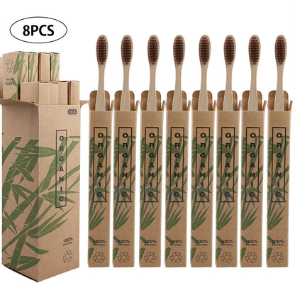 Zero Waste: 8pcs Bamboo Wooden Toothbrushes with Eco-friendly Bristle